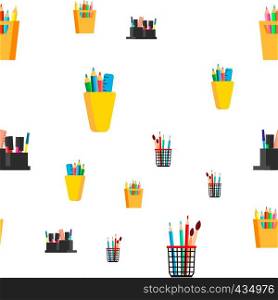 Stationery Seamless Pattern Vector. School, Business Office Icon. Pen, Pencil. Cute Graphic Texture. Textile Backdrop. Colorful Background Illustration. Stationery Seamless Pattern Vector. School, Business Office Icon. Pen, Pencil. Cute Graphic Texture. Textile Backdrop. Cartoon Colorful Background Illustration