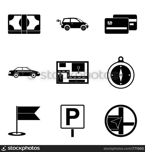 Stationing icons set. Simple set of 9 stationing vector icons for web isolated on white background. Stationing icons set, simple style