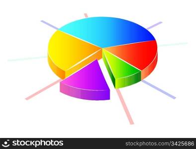 Statistic colorful pie chart icon, vector illustration