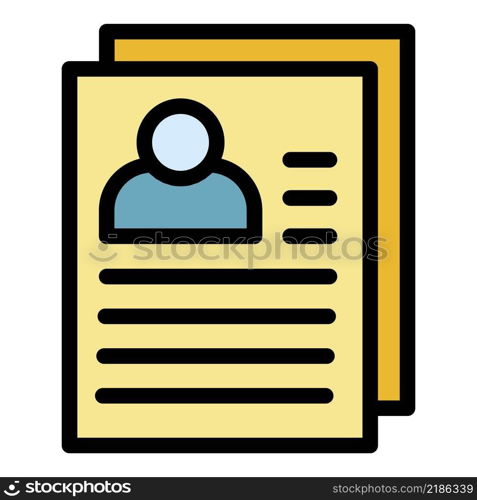 Statistic cv paper icon. Outline statistic cv paper vector icon color flat isolated. Statistic cv paper icon color outline vector