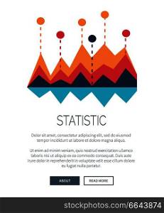 Statistic representation with multicolored bar graph. Vector illustration contains infographic with spare space for text and buttons. Statistic Representation with Colorful Bar Graph