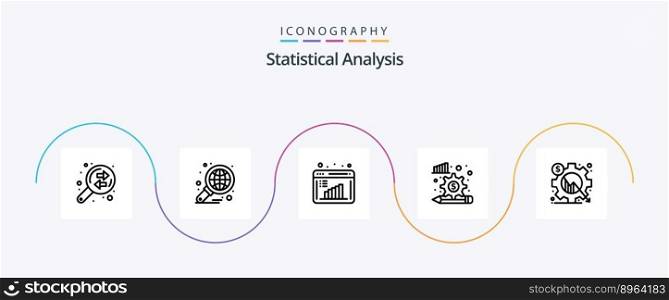 Statistical Analysis Line 5 Icon Pack Including analysis. finance. report. diagram. data evaluation