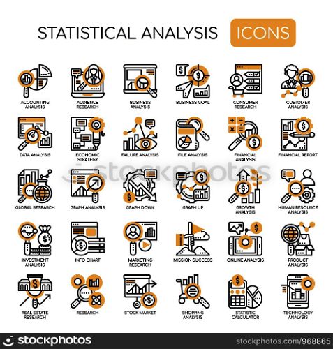 Statistical Analysis , Thin Line and Pixel Perfect Icons