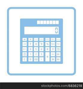 Statistical calculator icon. Blue frame design. Vector illustration.