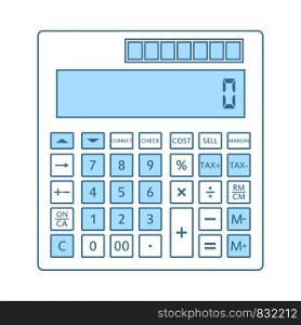 Statistical Calculator Icon. Thin Line With Blue Fill Design. Vector Illustration.