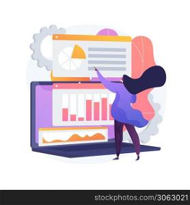 Statistical data research, company performance indicators, return on investment. Percentage ratio, indexes fluctuation, significative change. Vector isolated concept metaphor illustration.. Statistical data vector concept metaphor.