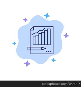 Statistics, Analysis, Analytics, Business, Chart, Graph, Market Blue Icon on Abstract Cloud Background