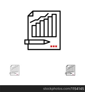 Statistics, Analysis, Analytics, Business, Chart, Graph, Market Bold and thin black line icon set