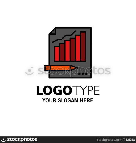 Statistics, Analysis, Analytics, Business, Chart, Graph, Market Business Logo Template. Flat Color