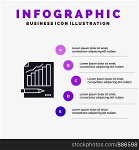 Statistics, Analysis, Analytics, Business, Chart, Graph, Market Solid Icon Infographics 5 Steps Presentation Background