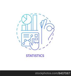 Statistics blue gradient concept icon. Interesting skill to learn abstract idea thin line illustration. Analyzing data. Math class. Probability. Isolated outline drawing. Myriad Pro-Bold font used. Statistics blue gradient concept icon
