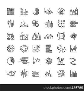 Statistics business graphs and charts outline vector icons. Financial diagrams line pictograms. Diagram and chart, business graph finance illustration. Statistics business graphs and charts outline vector icons. Financial diagrams line pictograms