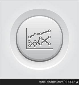 Statistics Icon. Grey Button Design.. Statistics Icon. Business and Finance. Isolated Illustration. Set of line charts. Grey Button Design.