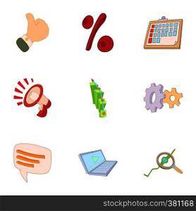 Statistics icons set. Cartoon illustration of 9 statistics vector icons for web. Statistics icons set, cartoon style