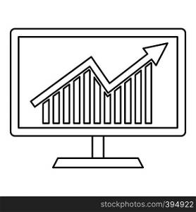 Statistics on monitor icon. Outline illustration of statistics on monitor vector icon for web. Statistics on monitor icon, outline style
