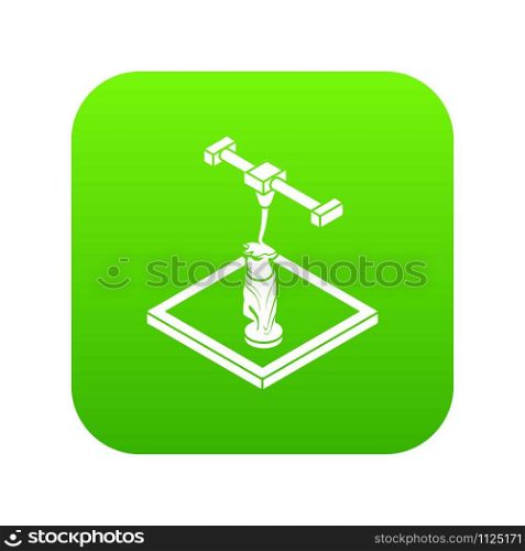Statue d printing icon green vector isolated on white background. Statue d printing icon green vector