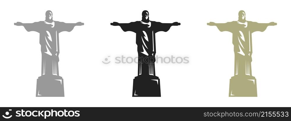 Statue of Christ the Savior sillhouette icon. EPS 10.. Statue of Christ the Savior sillhouette icon.