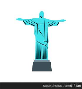 Statue of Jesus Christ, Rio de Janeiro icon in flat style isolated on white background. Statue of Jesus Christ, Rio de Janeiro icon
