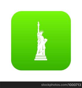 Statue of liberty icon digital green for any design isolated on white vector illustration. Statue of liberty icon digital green