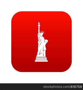 Statue of liberty icon digital red for any design isolated on white vector illustration. Statue of liberty icon digital red