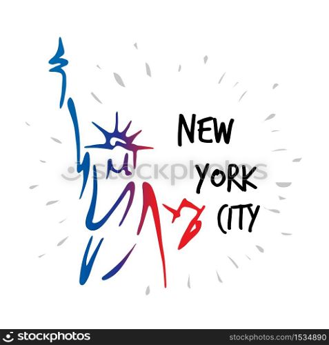 Statue of Liberty in New York City Landmark American Symbol Silhouette Vector Illustration