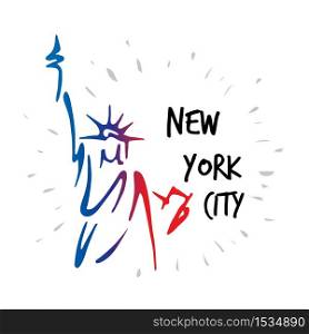 Statue of Liberty in New York City Landmark American Symbol Silhouette Vector Illustration