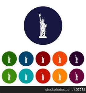 Statue of liberty set icons in different colors isolated on white background. Statue of liberty set icons