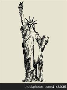 Statue of Liberty. Vector sketch illustration for design use.