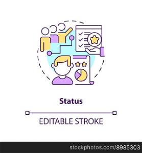 Status concept icon. Competitive activities. Game mechanics in gamification abstract idea thin line illustration. Isolated outline drawing. Editable stroke. Arial, Myriad Pro-Bold fonts used. Status concept icon