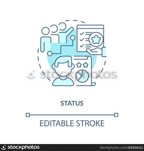 Status turquoise concept icon. Competitive activities. Game mechanics in gamification abstract idea thin line illustration. Isolated outline drawing. Editable stroke. Arial, Myriad Pro-Bold fonts used. Status turquoise concept icon