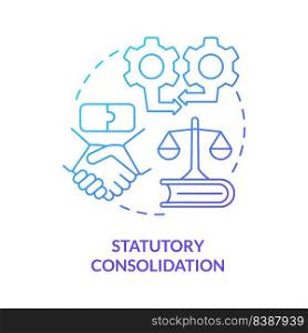 Statutory consolidation blue gradient concept icon. Legal integration. Business consolidation strategy abstract idea thin line illustration. Isolated outline drawing. Myriad Pro-Bold fonts used. Statutory consolidation blue gradient concept icon