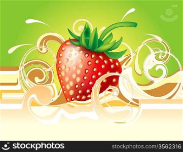 Stawberry and cream. Vector for design