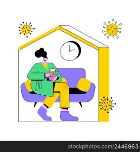 Stay at home abstract concept vector illustration. Forced isolation, covid19 outbreak prevention measures, social distance, governmental support, self protection, wear mask abstract metaphor.. Stay at home abstract concept vector illustration.