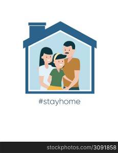 Stay at home awareness social media campaign and coronavirus prevention: family smiling and staying together. Stay at home awareness social media campaign and coronavirus prevention: family smiling