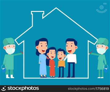 Stay at home concept. Family smiling and staying together, Coronavirus prevention