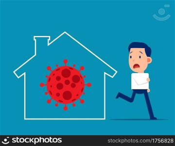 Stay at home concept. Person running out home, Coronavirus prevention