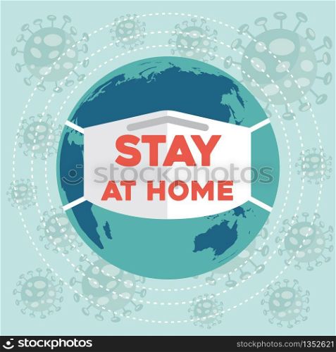 ""Stay at home"-coronavirus advice, Covid-19 poster. Vector"