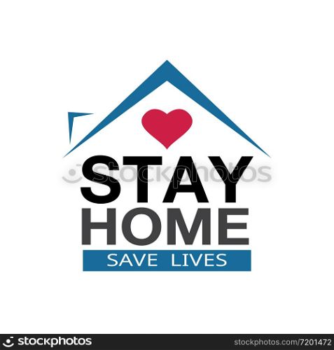 Stay at home coronavirus defensive campaign or measure. Stay home stay safe slogan vector logo isolated on white background.