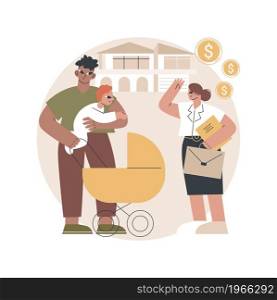 Stay-at-home dads abstract concept vector illustration. Stay-at-home father, house dad, taking kid to school, work home, breadwinner mom, parental leave, spend time with child abstract metaphor.. Stay-at-home dads abstract concept vector illustration.