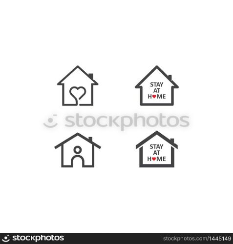 stay at home,during corona virus global pandemic logo vector icon design
