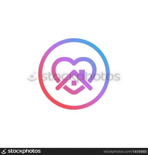 Stay home concept icon. Heart with home symbol Vector EPS 10. Stay home concept icon. Heart with home symbol. Vector EPS 10