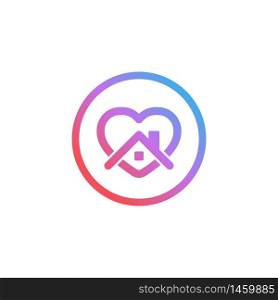 Stay home concept icon. Heart with home symbol Vector EPS 10. Stay home concept icon. Heart with home symbol. Vector EPS 10