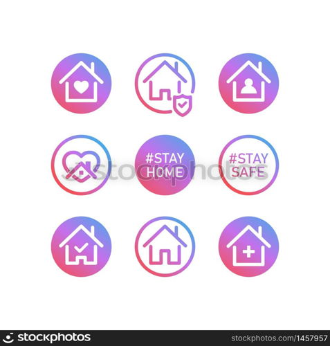 Stay home gradient icons set. Vector illustration. EPS 10. Stay home gradient icons set. Vector illustration EPS 10