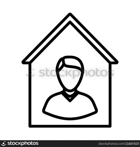 Stay Home Icon. Bold outline design with editable stroke width. Vector Illustration.