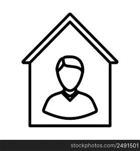 Stay Home Icon. Bold outline design with editable stroke width. Vector Illustration.