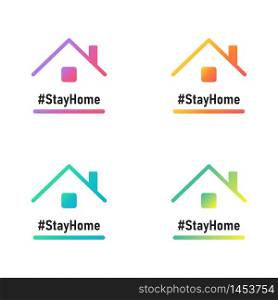 Stay home icon set in modern, vector quarantine illustration.
