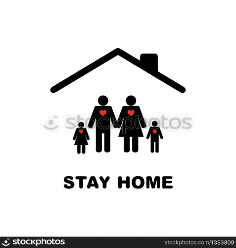 Stay home icon with family. Vector eps10