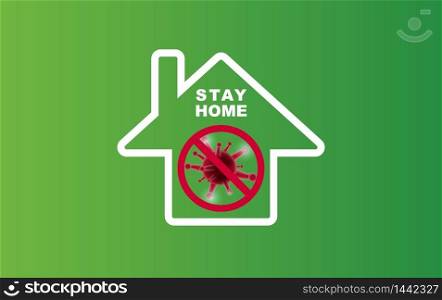 Stay home on Eco Environment background.stay safe with home icon against virus. The concept of quarantine and stay at home, stay safe.Stop COVID-19 Awareness.Space for your text banner website vector