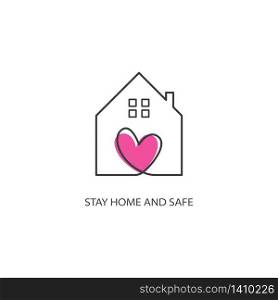 Stay home social distancing campaign vector logo design
