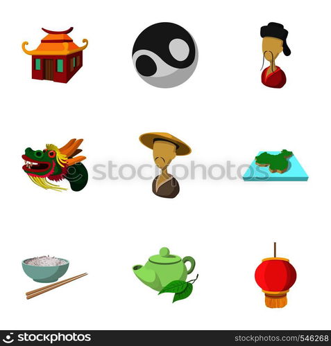 Stay in China icons set. Cartoon illustration of 9 stay in China vector icons for web. Stay in China icons set, cartoon style